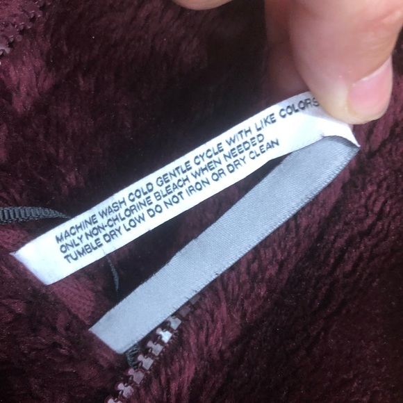 Ideology Burgundy Faux Fur Zip Up Sweater - Picture 6 of 10